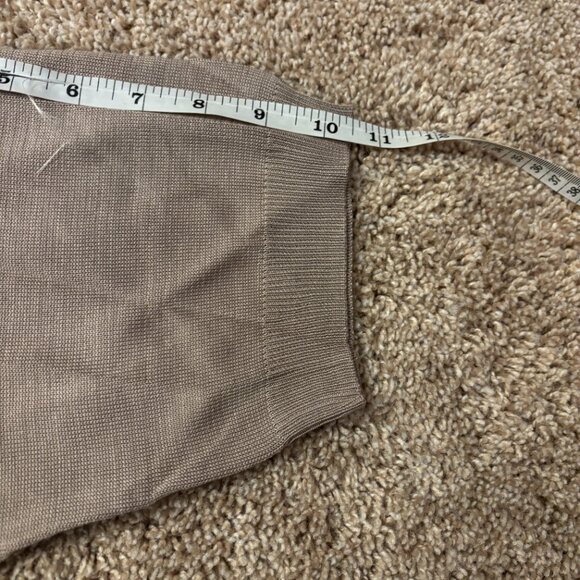 Vintage Sweater Womens S Beige 100% Silk Fine Knit Mock Neck Oversized SS - Picture 7 of 8